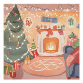 Waterverf kersthaard perfect poster (Voorkant)