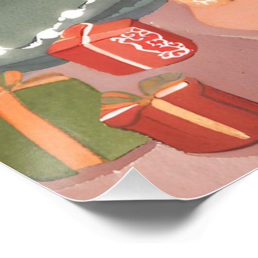 Waterverf kersthaard perfect poster (Hoek)