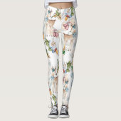 Waterverf kerstherten en wintervogels leggings (Voorkant)