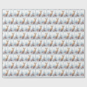 Waterverf kerstherten in sneeuwvlokken cadeaupapier (Vlak)