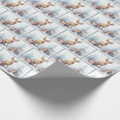 Waterverf kerstherten in sneeuwvlokken cadeaupapier (Hoek)