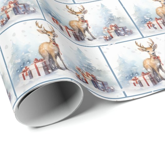 Waterverf kerstherten in sneeuwvlokken cadeaupapier (Rol Hoek)