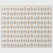 Waterverf kerstherten in sneeuwvlokken cadeaupapier (Vlak)