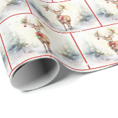 Waterverf kerstherten in sneeuwvlokken cadeaupapier (Rol Hoek)