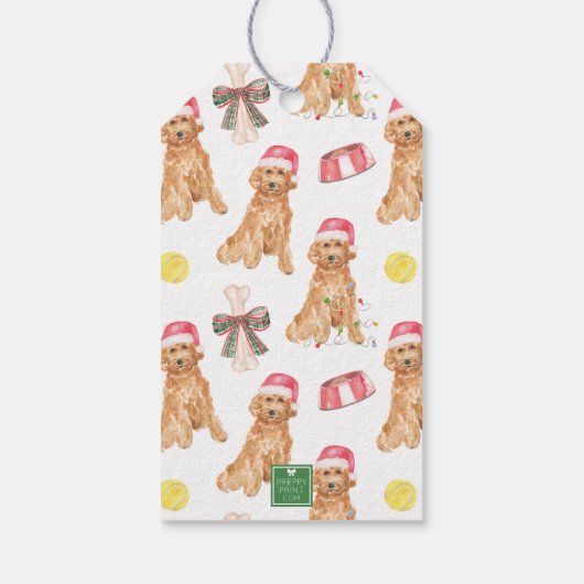 Waterverf kersthond cadeaulabel (Achterkant)