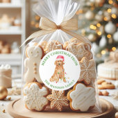 Waterverf kersthond ronde sticker