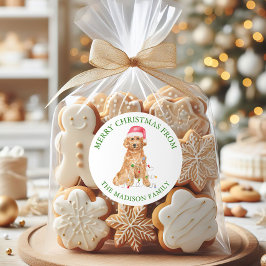 Waterverf kersthond ronde sticker