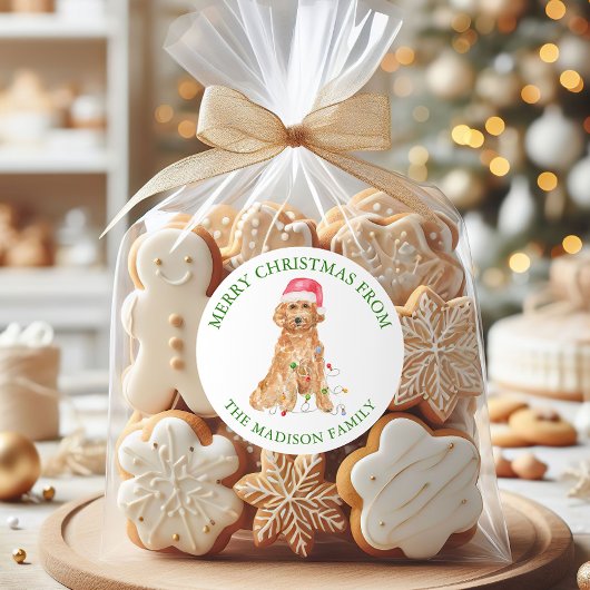 Waterverf kersthond ronde sticker