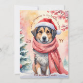 Waterverf Kersthond Vrolijke Kerstwensen Feestdagenkaart (Voorkant)
