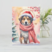 Waterverf Kersthond Vrolijke Kerstwensen Feestdagenkaart (Staand voorkant)