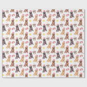 Waterverf kersthonden cadeaupapier (Vlak)