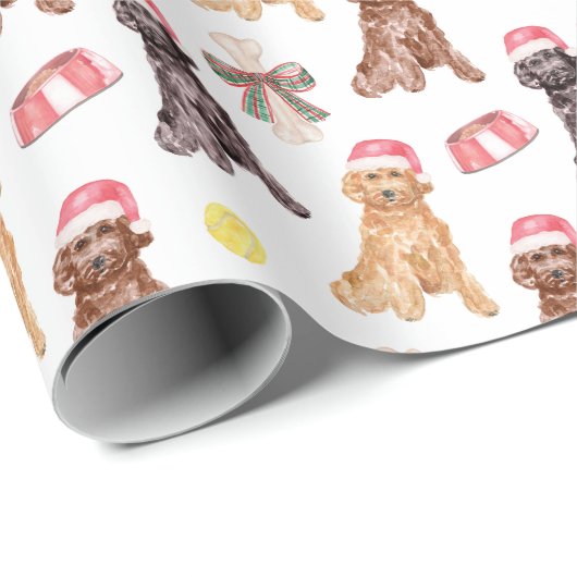Waterverf kersthonden cadeaupapier (Rol Hoek)