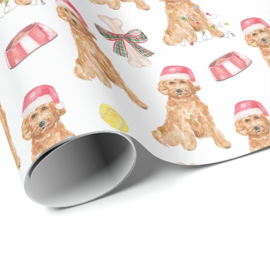 Waterverf kersthonden cadeaupapier (Rol Hoek)