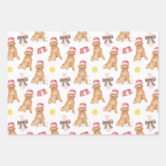 Waterverf kersthonden inpakpapier vel (Voorkant 2)