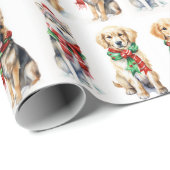 Waterverf kersthonden op wit cadeaupapier (Rol Hoek)