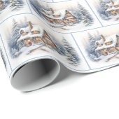 Waterverf Kersthuis Cadeaupapier (Rol Hoek)