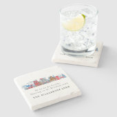  WATERVERF KERSTHUIZEN GEPERSONALISEERD STENEN ONDERZETTER (Zijkant)