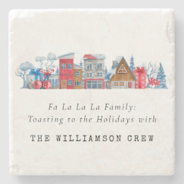  WATERVERF KERSTHUIZEN GEPERSONALISEERD STENEN ONDERZETTER