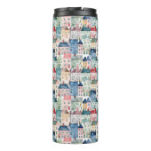 Waterverf kersthuizen naadloos patroon. thermosbeker (Achterkant)