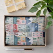 Waterverf kersthuizen naadloos patroon. tissuepapier (Geschenk)