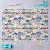 Waterverf kersthuizen naadloos patroon. tissuepapier (Craft)