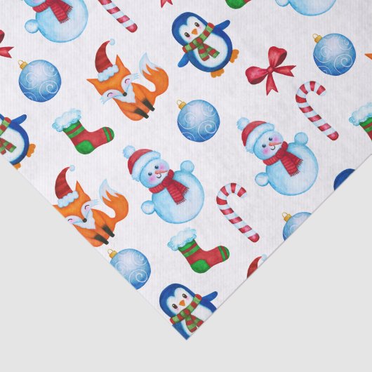 Waterverf-kerstillustratiepatroon Tissuepapier (Detail)