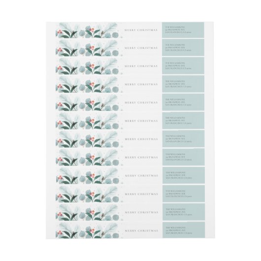 Waterverf kerstinslag rond etiket (Vel)