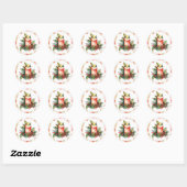 Waterverf kerstkaars en plaid ronde sticker (Vel)