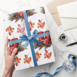 Waterverf kerstkaarsen cadeaupapier