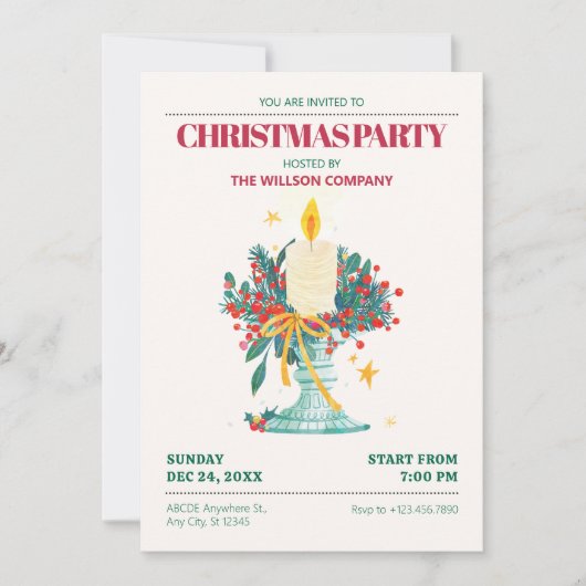 Waterverf kerstkaarsen kaart (Voorkant)