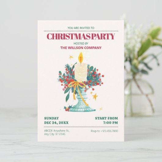 Waterverf kerstkaarsen kaart (Staand voorkant)