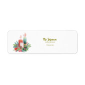 Waterverf Kerstkaarsen Retouradreslabel Etiket (Voorkant)