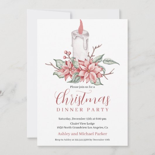 Waterverf kerstkaarsuitnodiging kaart (Voorkant)