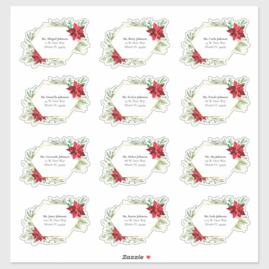 Waterverf kerstkaart Adresetiketten Sticker (Vel)