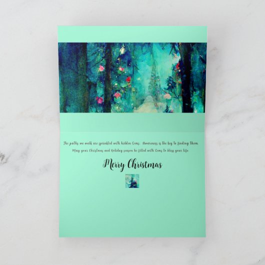 Waterverf kerstkaart Alphonse Mucha stijl Kaart (Binnen)