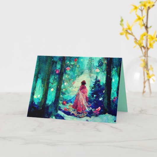 Waterverf kerstkaart Alphonse Mucha stijl Kaart (Gele Bloem)