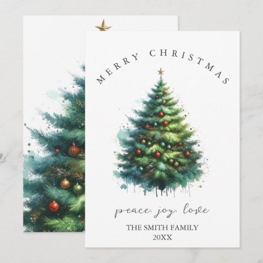 Waterverf kerstKaart Kaart (Voorkant / Achterkant)