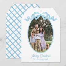 Waterverf Kerstkaart met Blauwe Lint