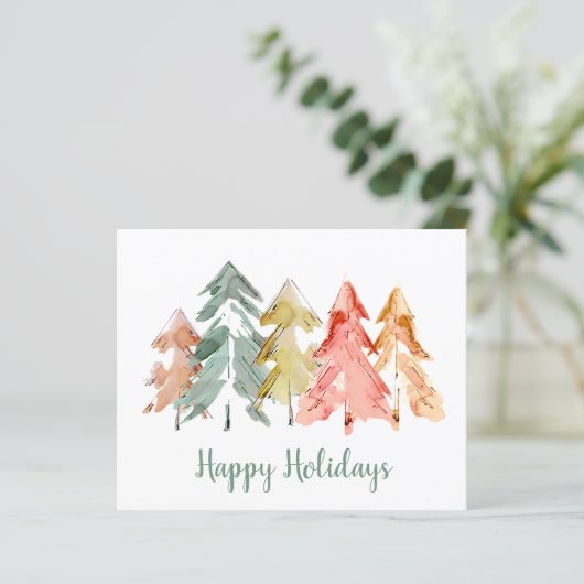Waterverf kerstkaart met budgetpine-structuur (Staand voorkant)