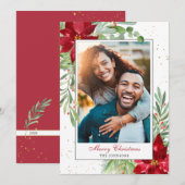 Waterverf kerstkaart met feestdag Greenery (Voorkant / Achterkant)