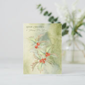 Waterverf kerstkaart met holly branch briefkaart (Staand voorkant)