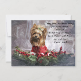 Waterverf kerstkaart met Yorkshire Terrier