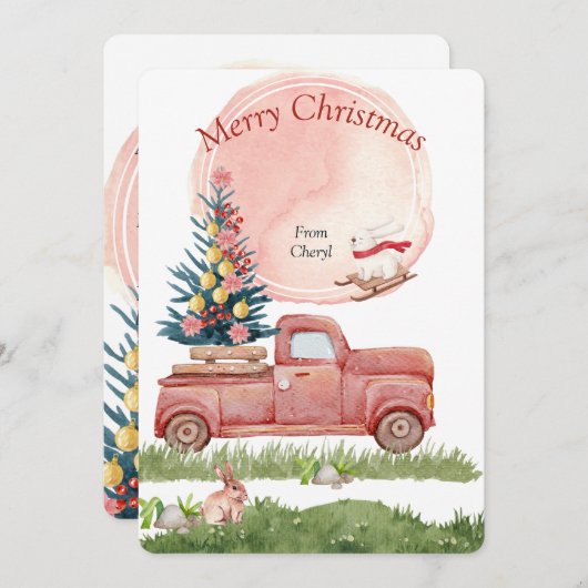 Waterverf kerstKaart Save The Date (Voorkant / Achterkant)