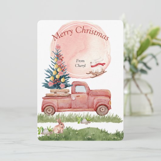 Waterverf kerstKaart Save The Date (Staand voorkant)