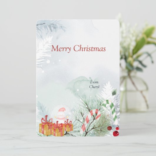 Waterverf kerstKaart Save The Date (Staand voorkant)