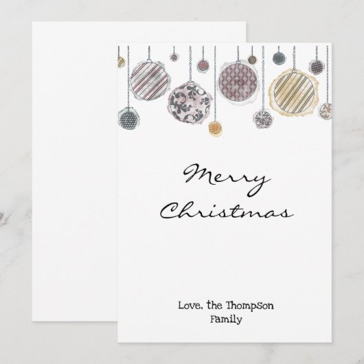 Waterverf kerstkaart, vakantiekaart, ornament (Voorkant / Achterkant)