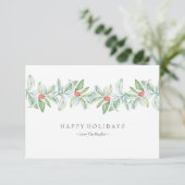 Waterverf kerstkaart voor feestdag Greenery Berrie (Staand voorkant)