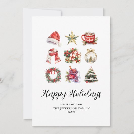  Waterverf kerstkaarten Feestdagenkaart (Voorkant)