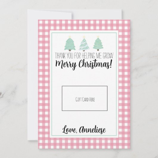 Waterverf kerstkaartje voor leraar kerstcadeau bedankkaart (Voorkant)