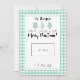 Waterverf kerstkaartje voor leraar kerstcadeau bedankkaart